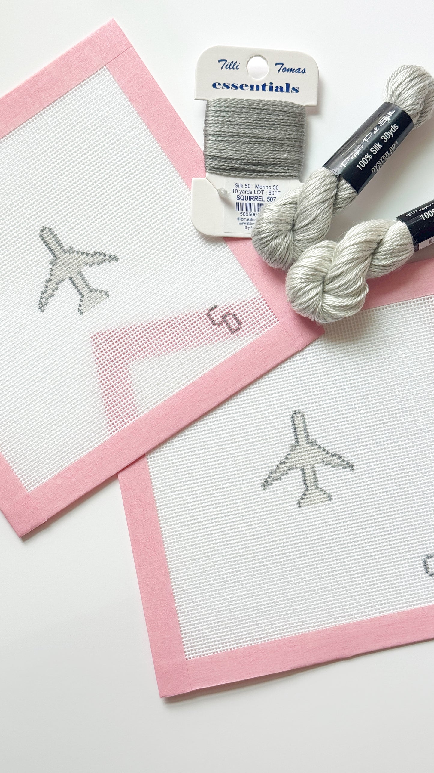 Mini Airplane Grey Needlepoint Canvas, 18 Mesh, 2x2 Design