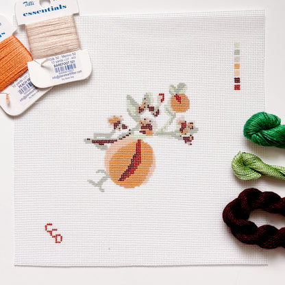 Wholesale Exclusive Peach Branch 18 Mesh Hand Painted Needlepoint Canvas 4x4"