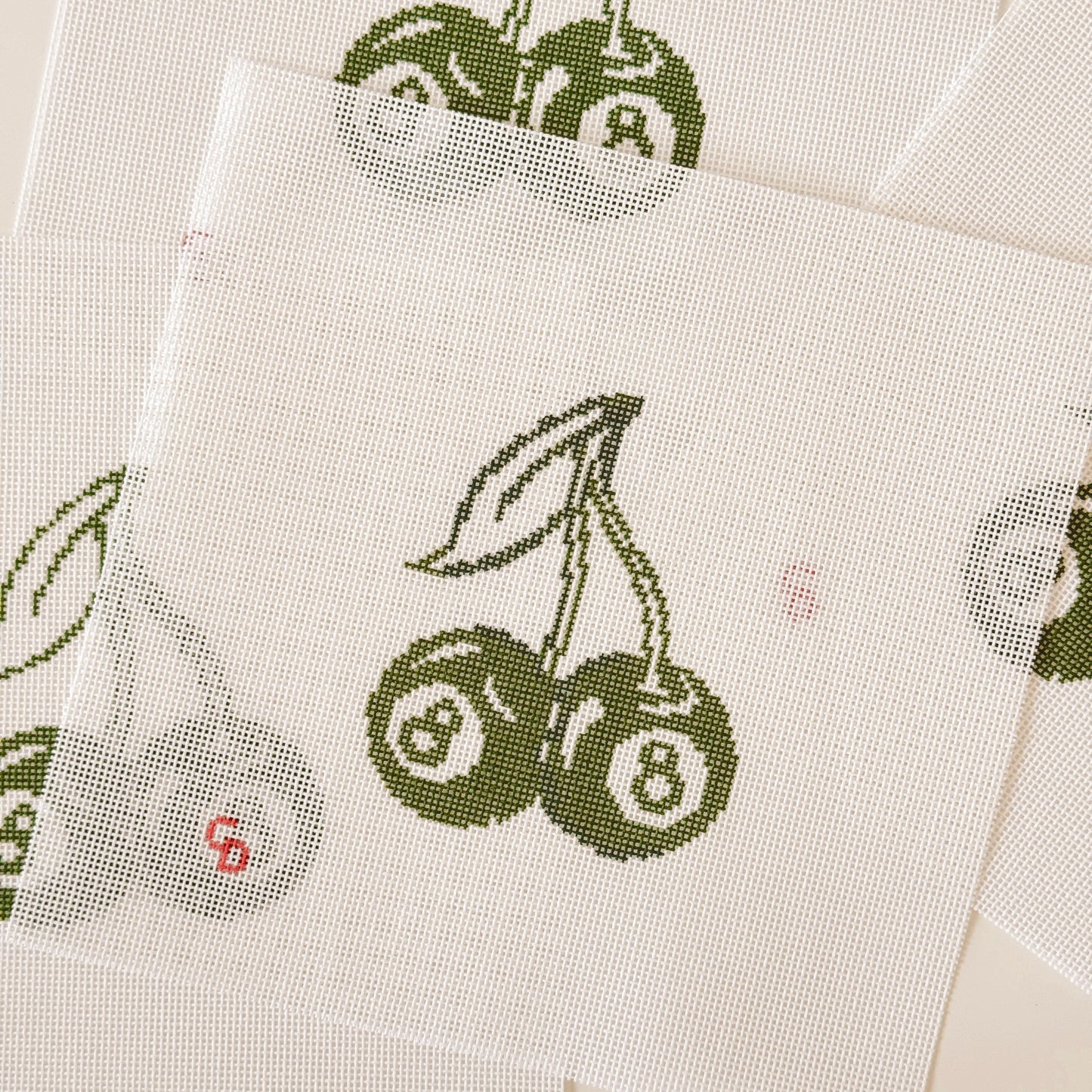 Cherry Eight Balls Green St. Patrick’s Day Needlepoint Canvas 18 Mesh 3”x4” design
