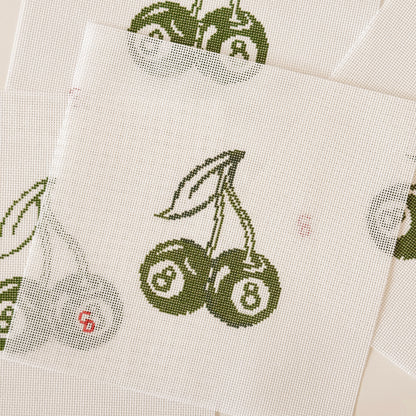 Cherry Eight Balls Green St. Patrick’s Day Needlepoint Canvas 18 Mesh 3”x4” design