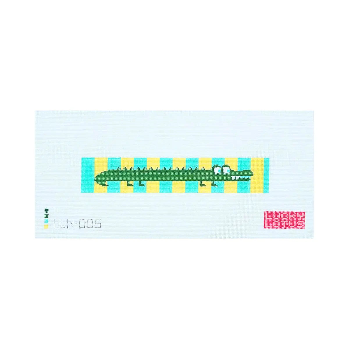 Striped Alligator Keychain Needlepoint Canvas, Colorful Modern needlepoint, 18 Mesh, 1.5" x 8" Design