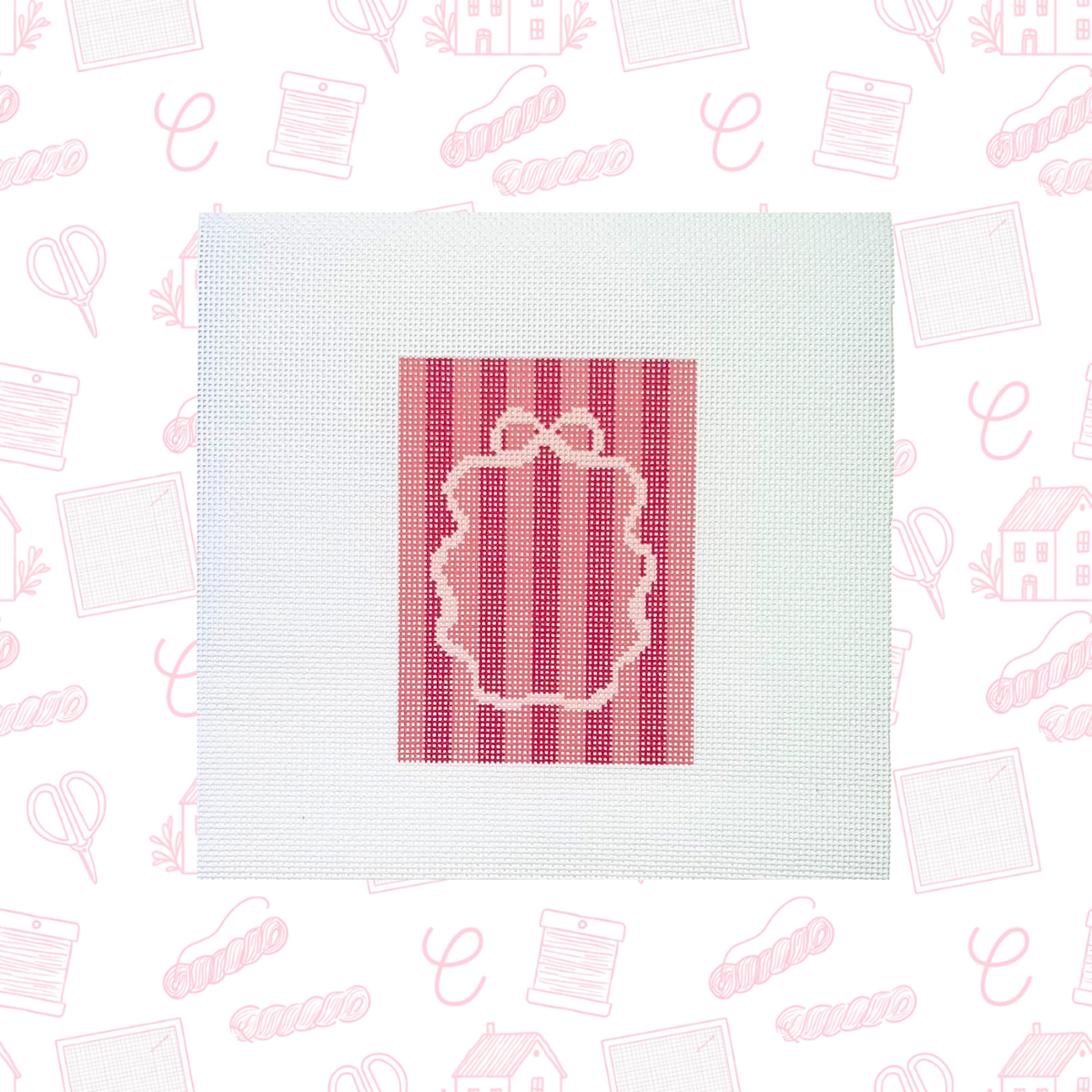 Monogram Striped Hanger Needlepoint Canvas, 18 Mesh, 3"x4.25" Design Size
