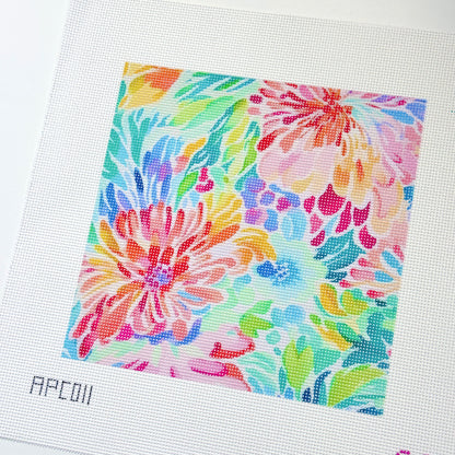 Floral Pillow Artist Printed Needlepoint Canvas 13 Mesh 10x10 Design