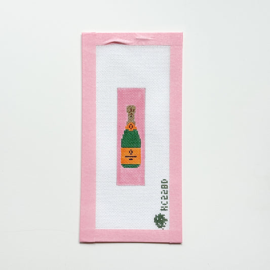 Pink Champagne Keychain Needlepoint Canvas, 18 Mesh, 1.25”x4”