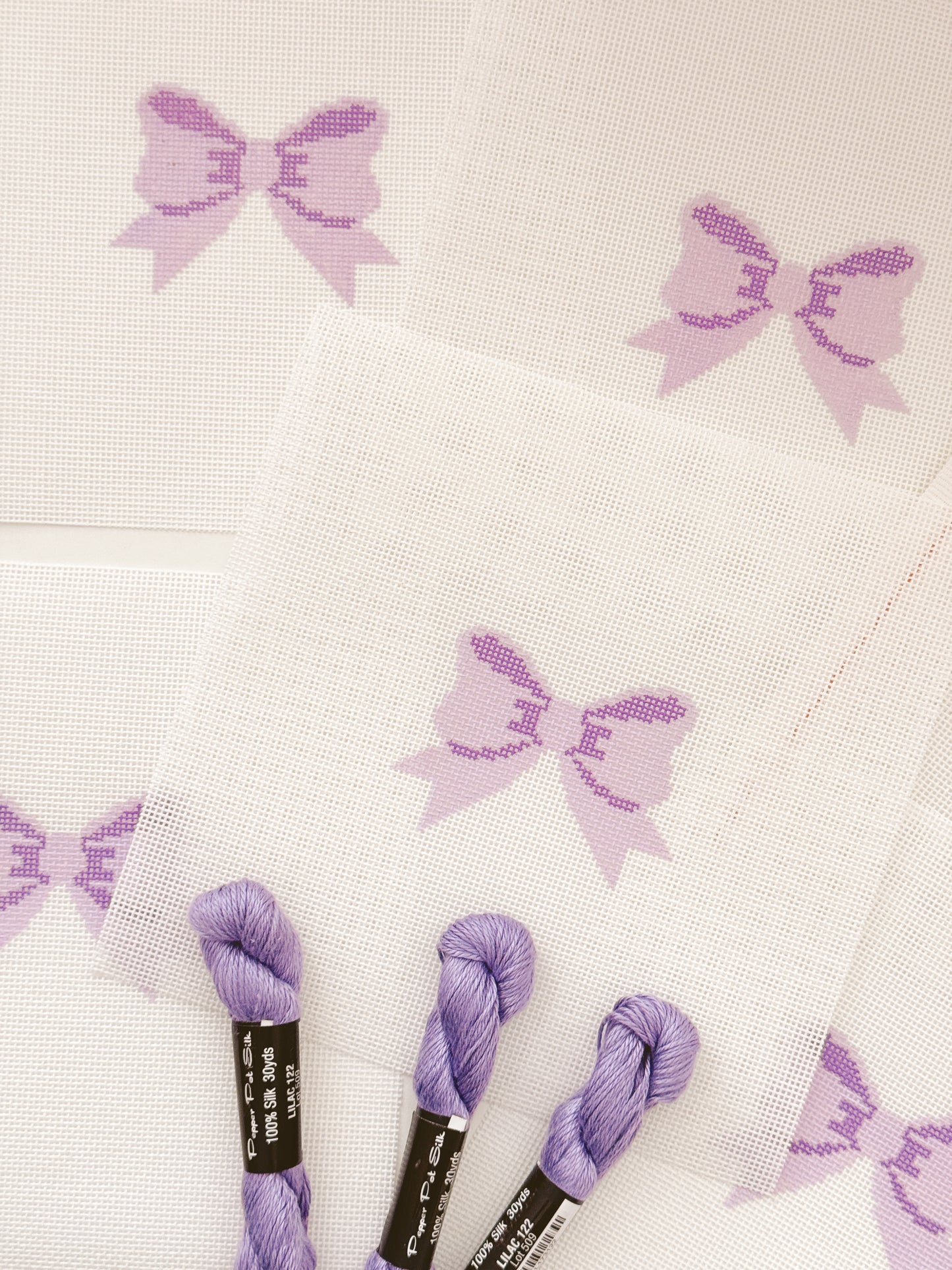 Aesthetic Purple Bow Coquette Needlepoint Canvas, 18 Mesh Bow Beginner Needlepoint Canvas, 2"x3” Bow Canvas