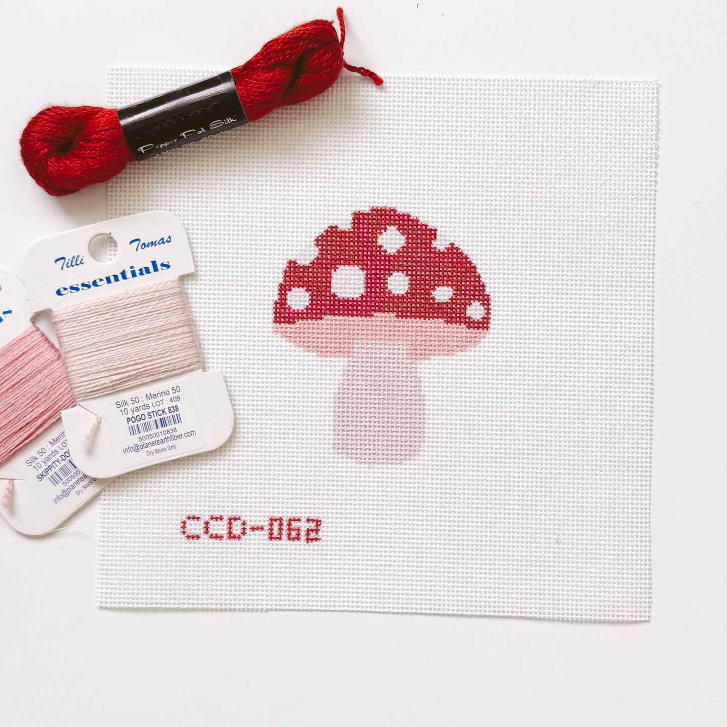 Mini Mushroom Needlepoint Canvas | Hand-Painted 3” Design on 18 Mesh
