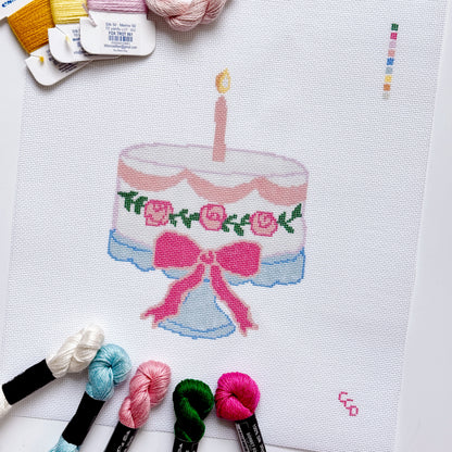 Wholesale Exclusive Birthday Bow Cake 18 Mesh Hand Painted Needlepoint Canvas