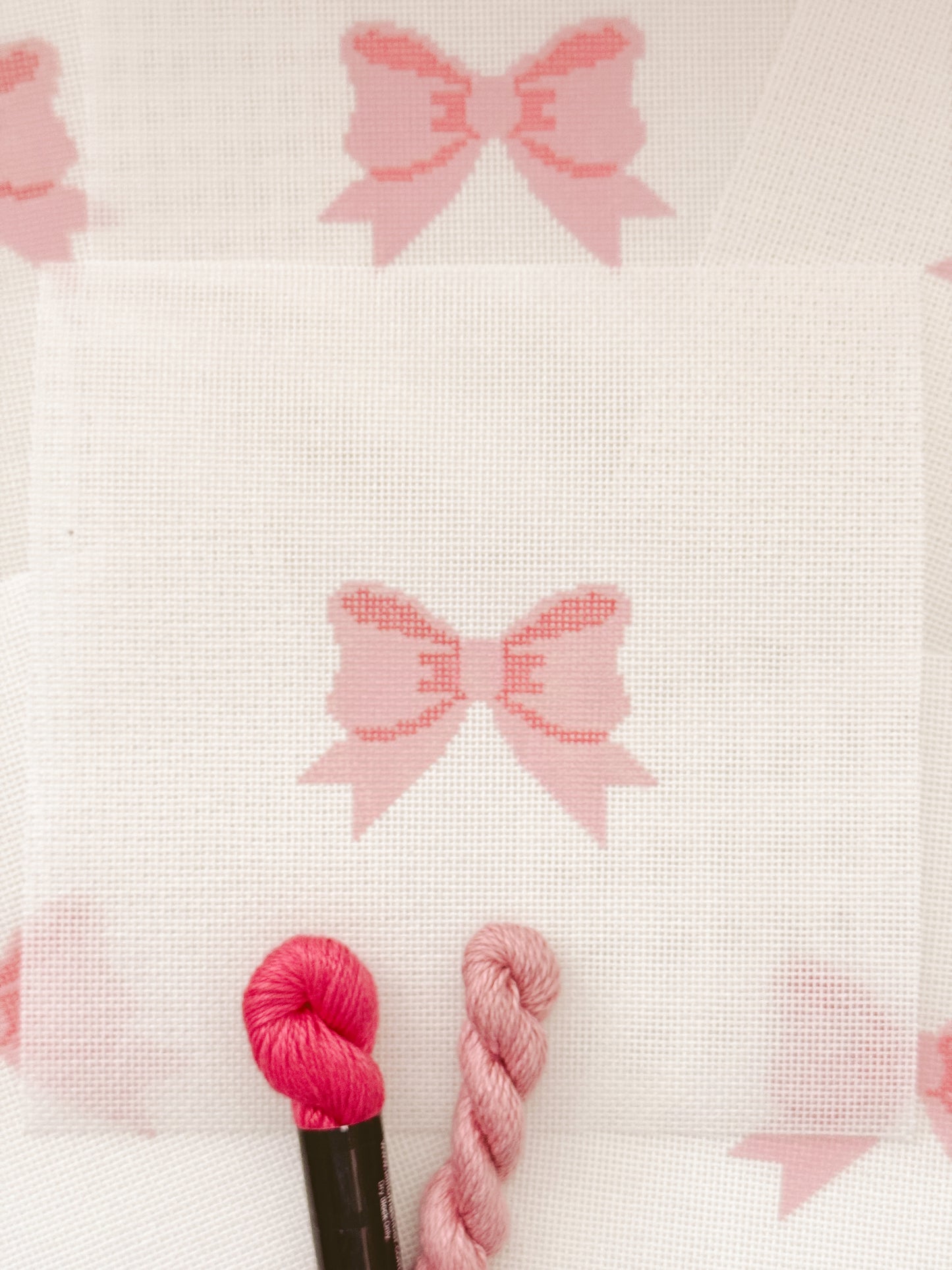 Aesthetic Pink Bow Coquette Needlepoint Canvas, 18 Mesh Bow Beginner Needlepoint Canvas, 2"x3” Bow Canvas