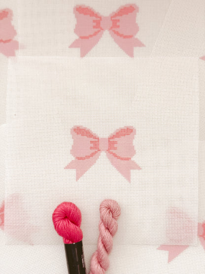 Aesthetic Pink Bow Coquette Needlepoint Canvas, 18 Mesh Bow Beginner Needlepoint Canvas, 2"x3” Bow Canvas