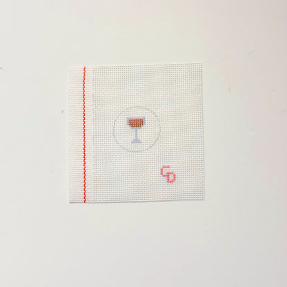 Mini 1” Round Bag Tag Insert Espresso Martini Cocktail Hand Painted Needlepoint Canvas 18 Mesh, 1x1 Design