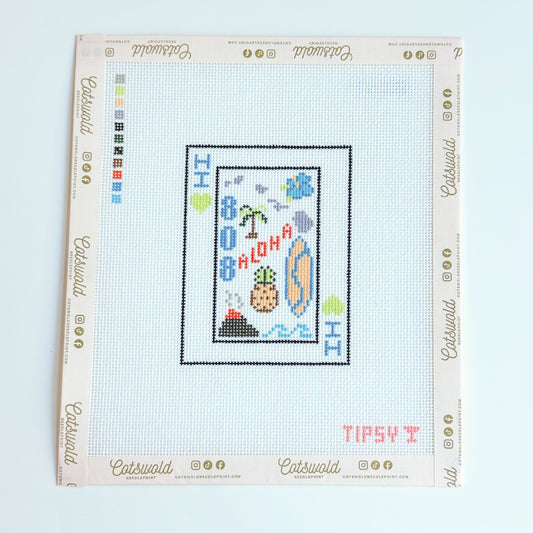 Hawaii Playing Card Travel Vacation Needlepoint Canvas, 18 Mesh, 3.5x4.5 Design
