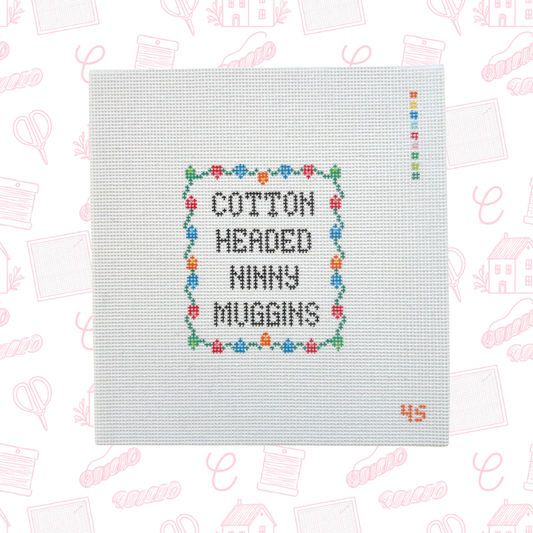 Cotton Headed Christmas Saying Needlepoint Canvas, 14 Mesh, 3" × 4" Design Size