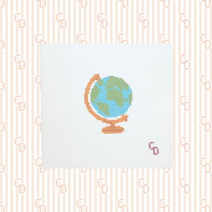 World Globe Needlepoint Canvas, 13 Mesh, 3x3 Design