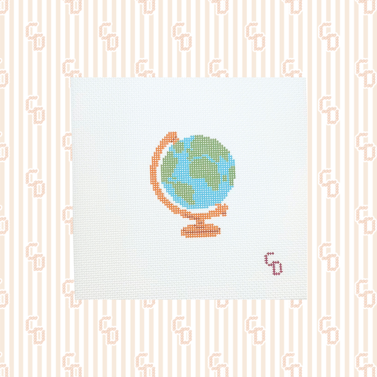 World Globe Needlepoint Canvas, 13 Mesh, 3x3 Design