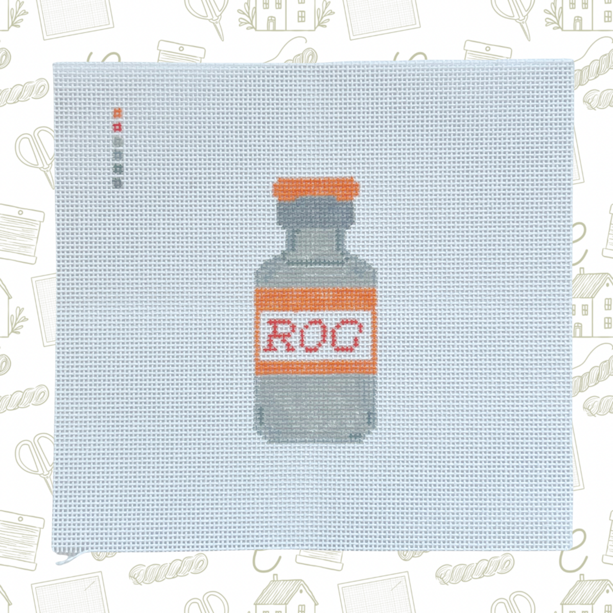 ROC Medicine Vial Needlepoint Canvas, 18 Mesh, 1.5"x3.5" Design Size
