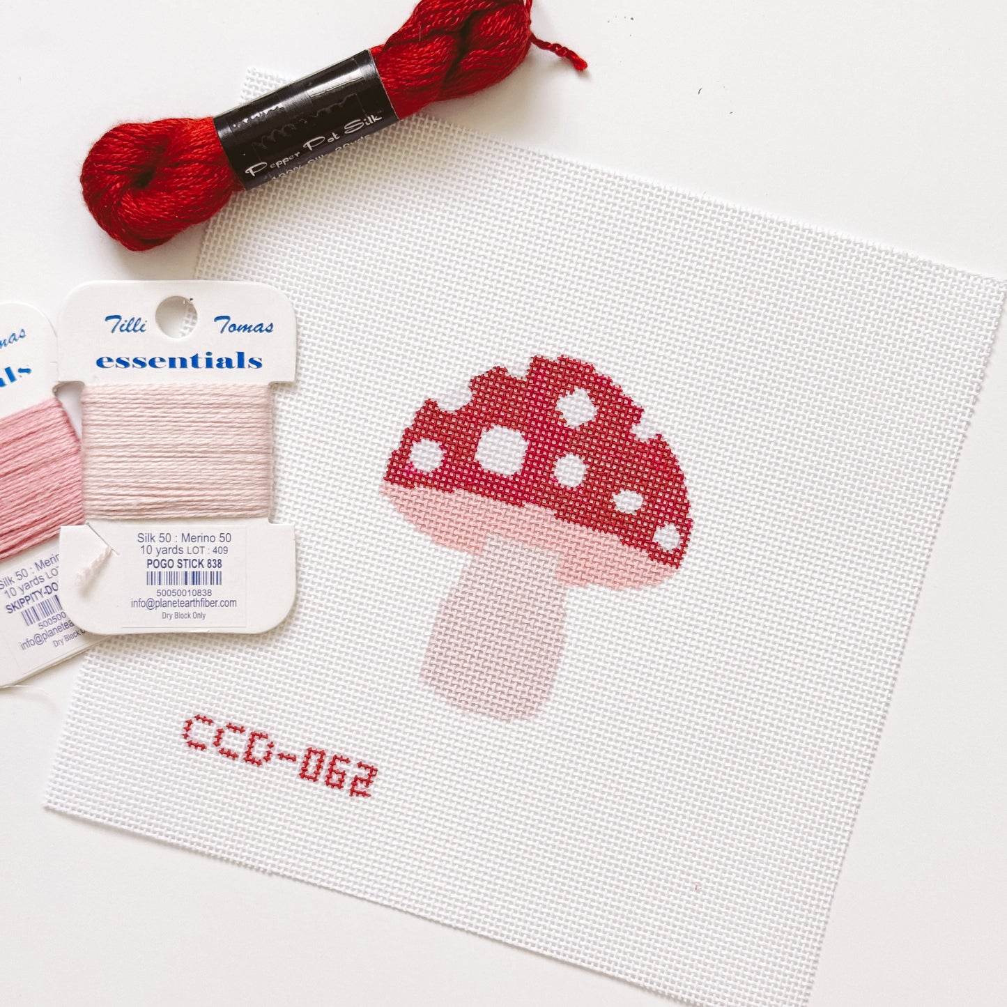 Mini Mushroom Needlepoint Canvas | Hand-Painted 3” Design on 18 Mesh
