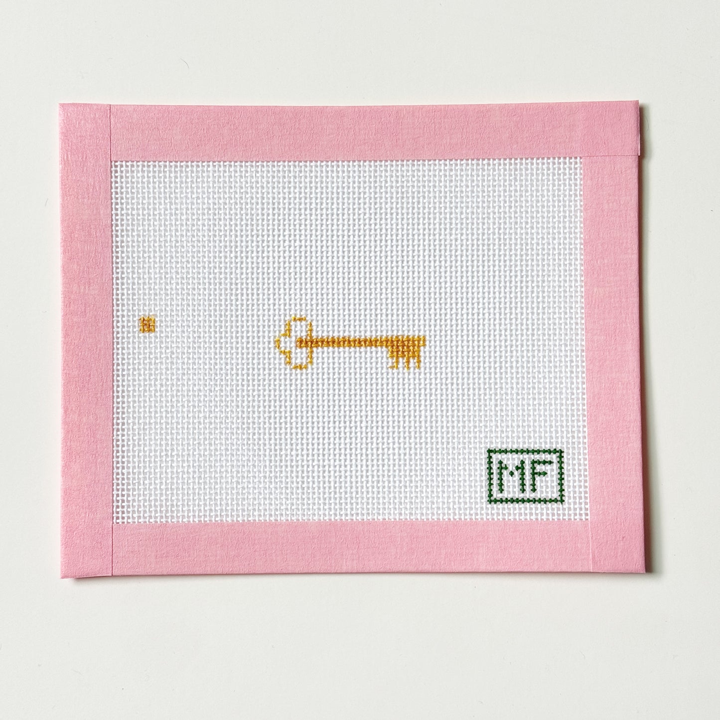 Mini Gold Vintage Key Needlepoint Canvas, 18 Mesh, 2x.5 Design, Beginner Canvas