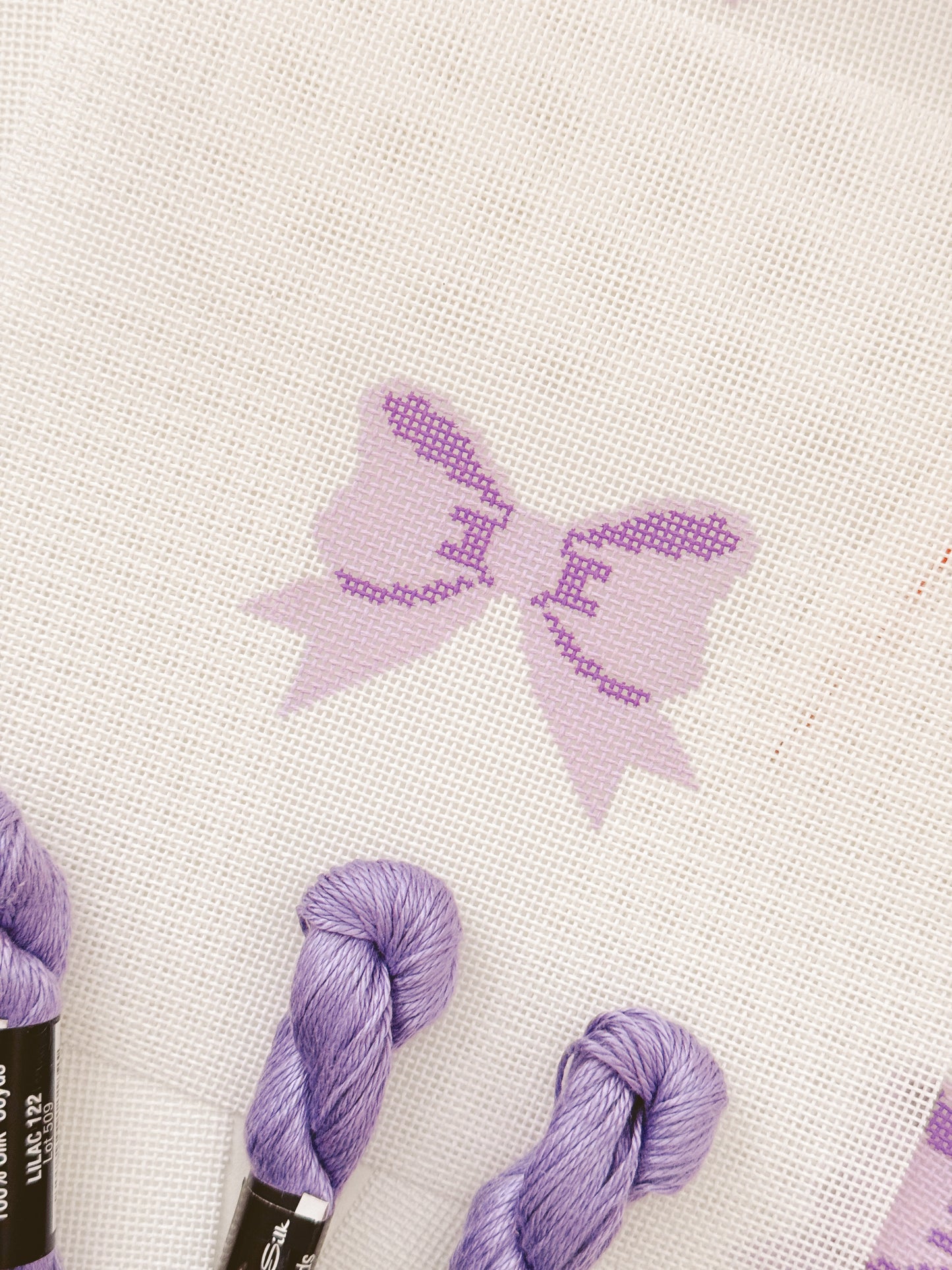 Aesthetic Purple Bow Coquette Needlepoint Canvas, 18 Mesh Bow Beginner Needlepoint Canvas, 2"x3” Bow Canvas