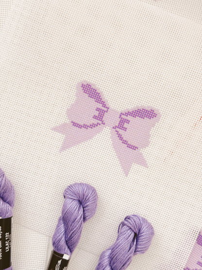 Aesthetic Purple Bow Coquette Needlepoint Canvas, 18 Mesh Bow Beginner Needlepoint Canvas, 2"x3” Bow Canvas