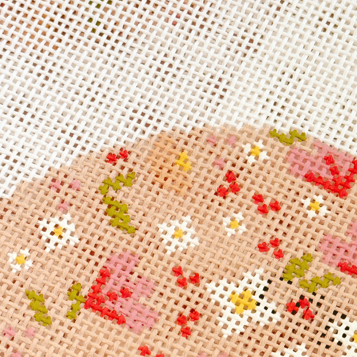 Minimal Flower 4” Round Needlepoint 18 Mesh Canvas, Trendy Needlepoint Canvas