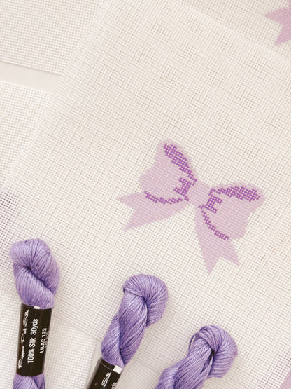 Aesthetic Purple Bow Coquette Needlepoint Canvas, 18 Mesh Bow Beginner Needlepoint Canvas, 2"x3” Bow Canvas