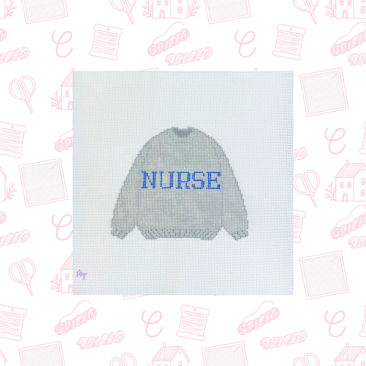 Gray Nurse Sweatshirt Needlepoint Canvas, 18 Canvas, 4.7" X 3.9" Design Size