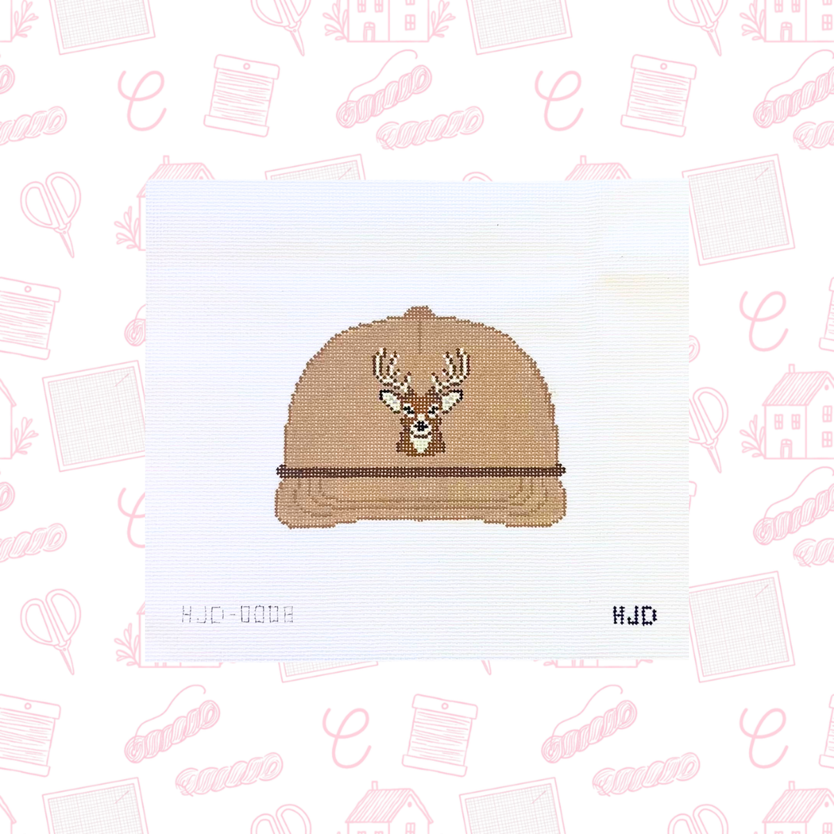 The Whitetail Deer Hat Needlepoint, 18 Mesh, 4.5”x4” Design Size