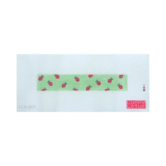 Green Ladybug Needlepoint Keychain Canvas, 18 Mesh, 1.5" x 8" Design