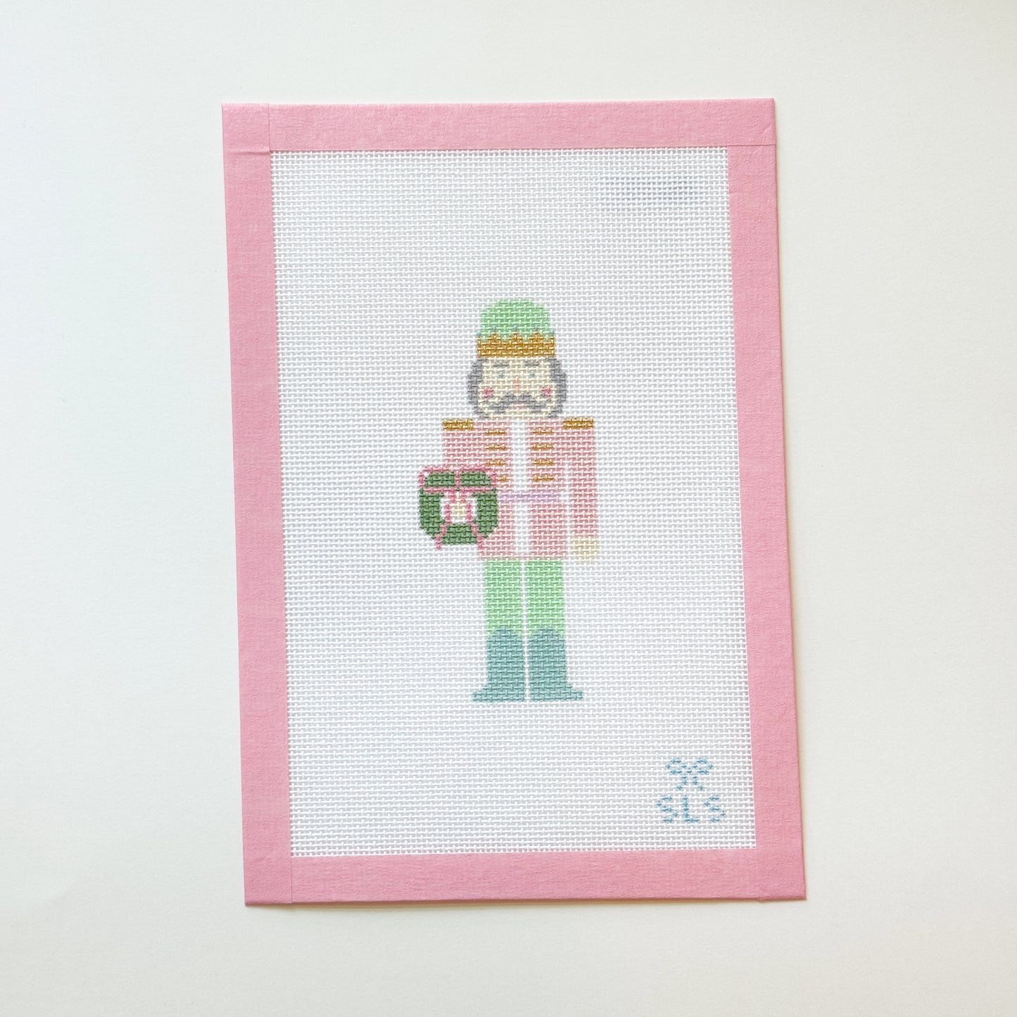 Pink Pastel Nutcracker Classic Christmas Needlepoint Canvas, 18 Mesh, 1.5x3.8 Design