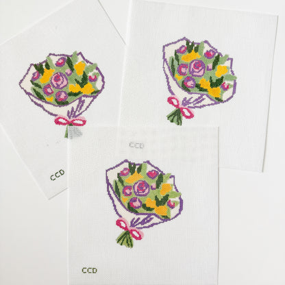 Wholesale Exclusive Flower Bouquet 18 Mesh Hand Painted Needlepoint Canvas 4”