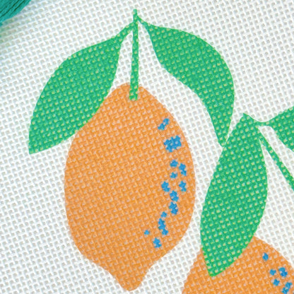 Lemon Tree Needlepoint Canvas, Lemons Summer Needlepoint Canvas, Artisan Printed Canvas, 4x5” Design 18 Mesh