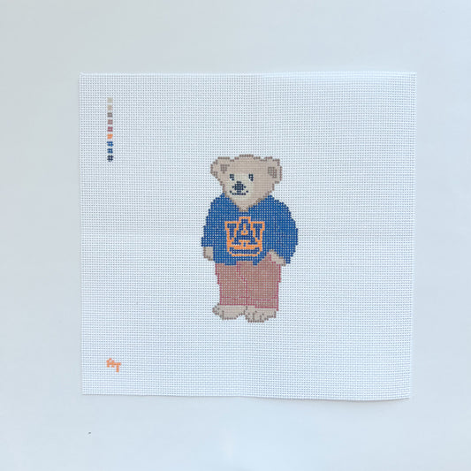 War Eagle AL College Bear Needlepoint Canvas, 18 Mesh, 4.5x2.5” Designs Size
