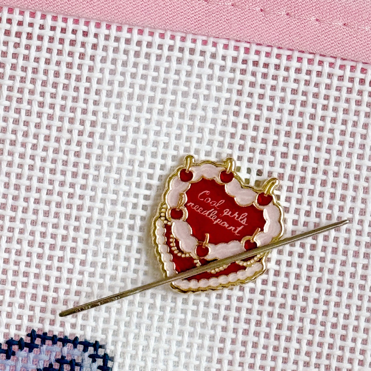 Cool Girls Needlepoint Needle minder, Aesthetic Cake Needle minder, Whimsical Needle minder