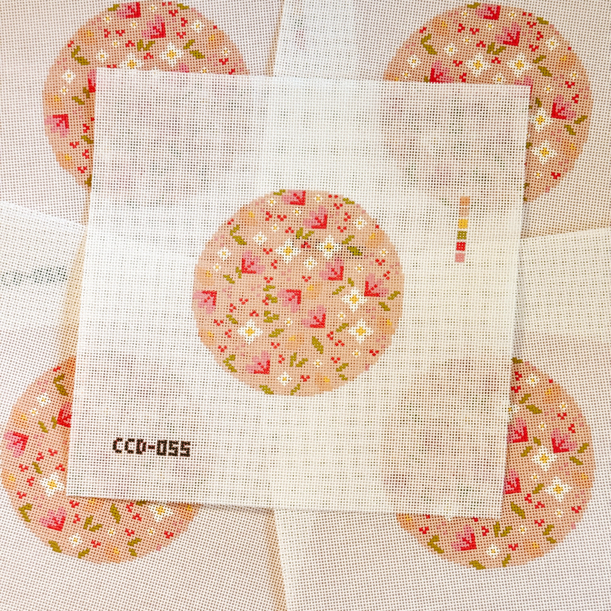 Minimal Flower 4” Round Needlepoint 18 Mesh Canvas, Trendy Needlepoint Canvas