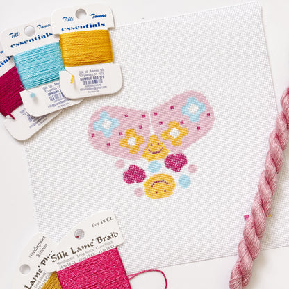 Happy Pills Aesthetic Needlepoint Canvas | Hand-Painted 5” Design on 8"x8" 18 Mesh
