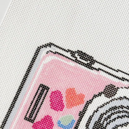 Wholesale Exclusive Pink Digital Camera 18 Mesh Hand Painted Needlepoint Canvas 4”x5”