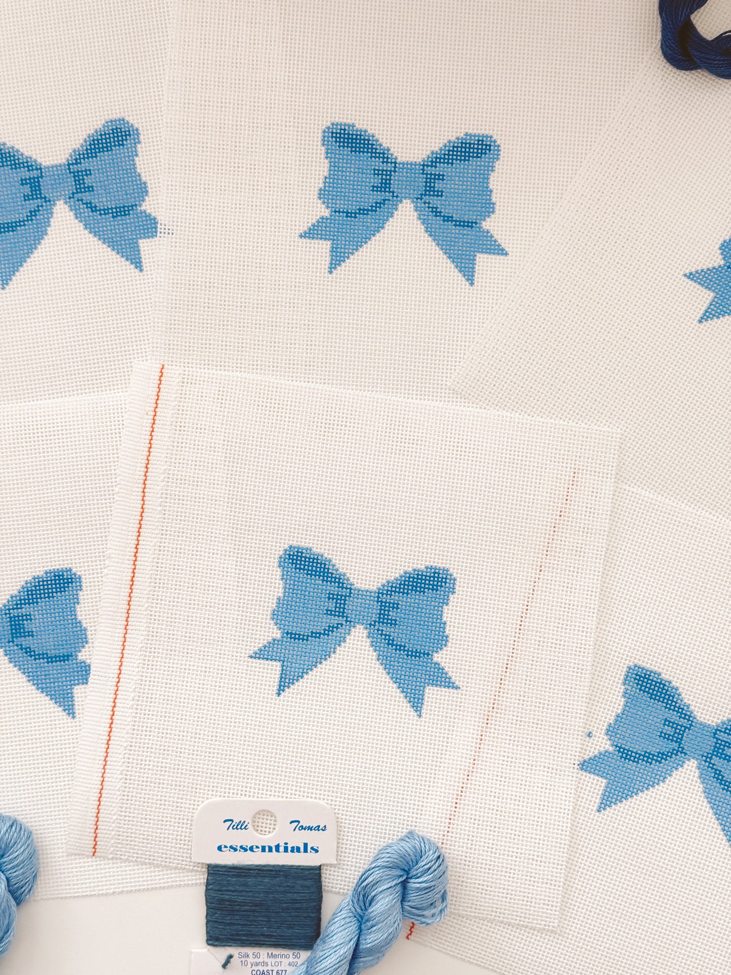 Aesthetic Blue Bow Coquette Needlepoint Canvas, 18 Mesh Bow Beginner Needlepoint Canvas, 2"x3” Bow Canvas