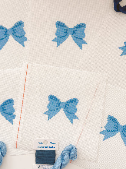 Aesthetic Blue Bow Coquette Needlepoint Canvas, 18 Mesh Bow Beginner Needlepoint Canvas, 2"x3” Bow Canvas