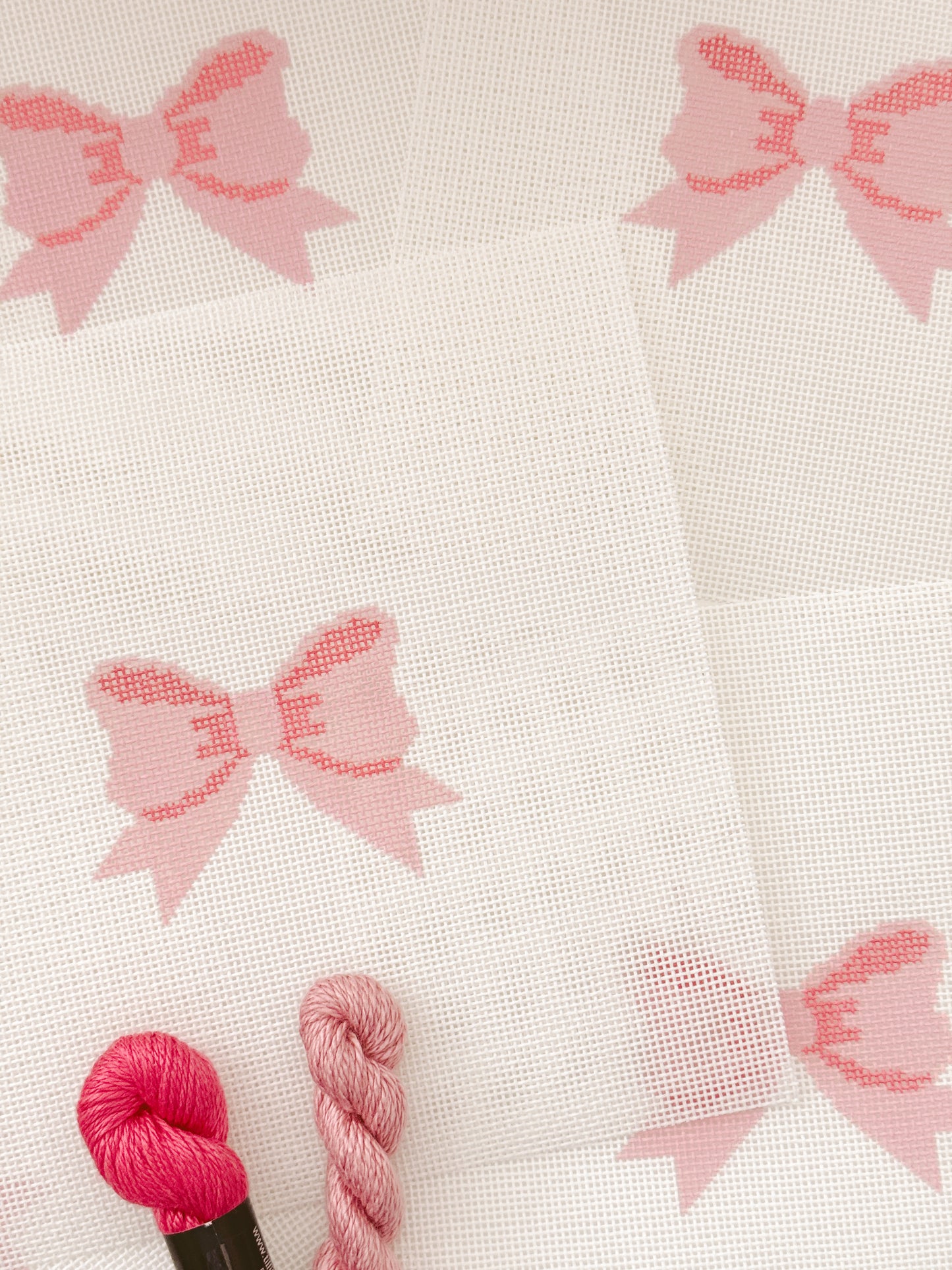 Aesthetic Pink Bow Coquette Needlepoint Canvas, 18 Mesh Bow Beginner Needlepoint Canvas, 2"x3” Bow Canvas