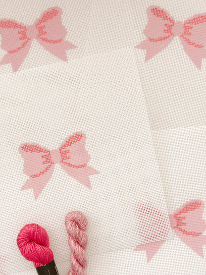 Aesthetic Pink Bow Coquette Needlepoint Canvas, 18 Mesh Bow Beginner Needlepoint Canvas, 2"x3” Bow Canvas