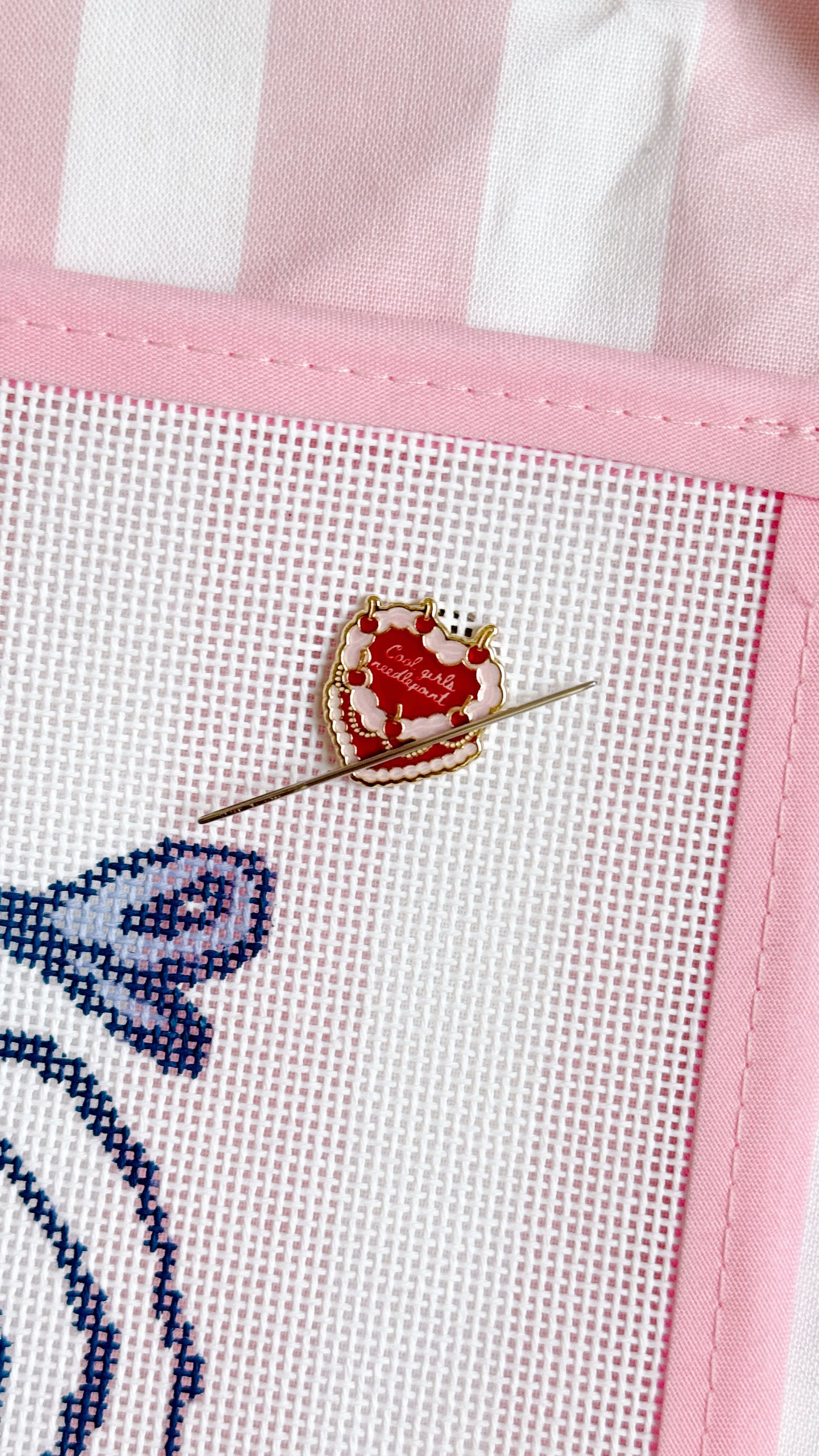 Cool Girls Needlepoint Needle minder, Aesthetic Cake Needle minder, Whimsical Needle minder