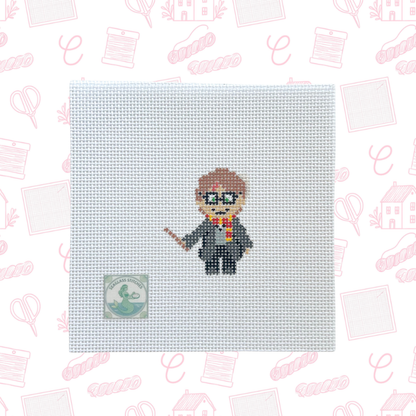 Mini HP Wizard Character Boy Needlepoint Canvas, 13 Mesh, 2x3 Design