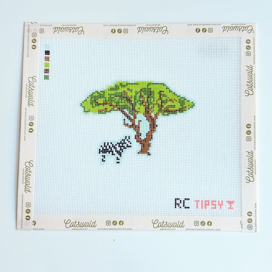 Zebra Animal Zoo Needlepoint Canvas, 18 Mesh, 5x4 Design