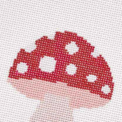 Mini Mushroom Needlepoint Canvas | Hand-Painted 3” Design on 18 Mesh