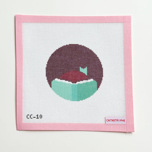 Libby Audiobook App 4” Round Ornament Needlepoint Canvas, Bookish Needlepoint Canvas