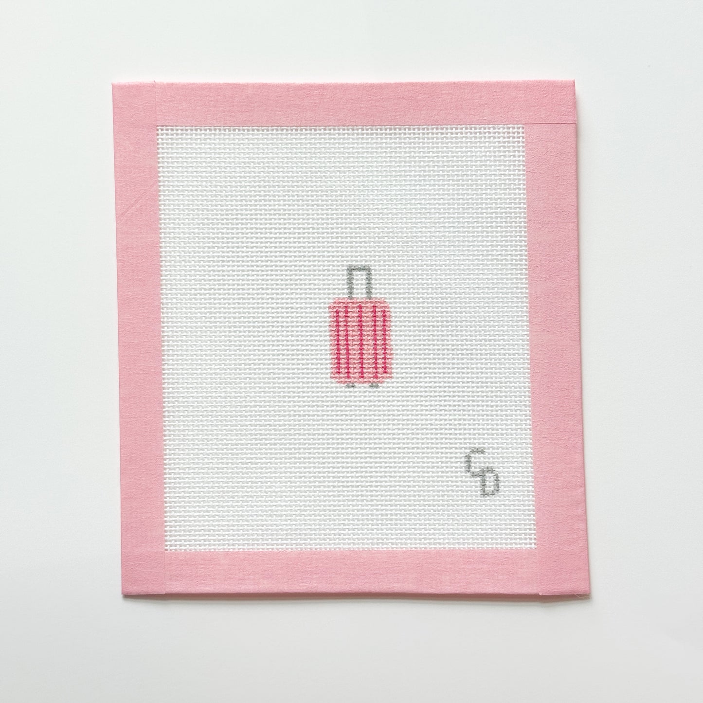 Mini Striped Pink Suitcase Needlepoint Canvas, Mini Beginner Needlepoint Canvas, 18 Mesh, 1.5x2 Design