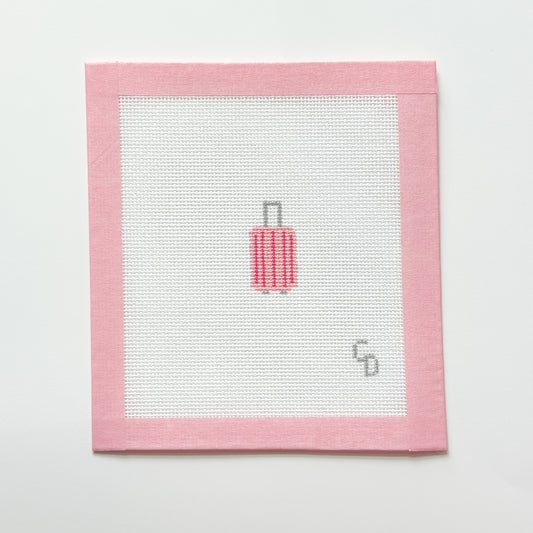 Mini Striped Pink Suitcase Needlepoint Canvas, Mini Beginner Needlepoint Canvas, 18 Mesh, 1.5x2 Design