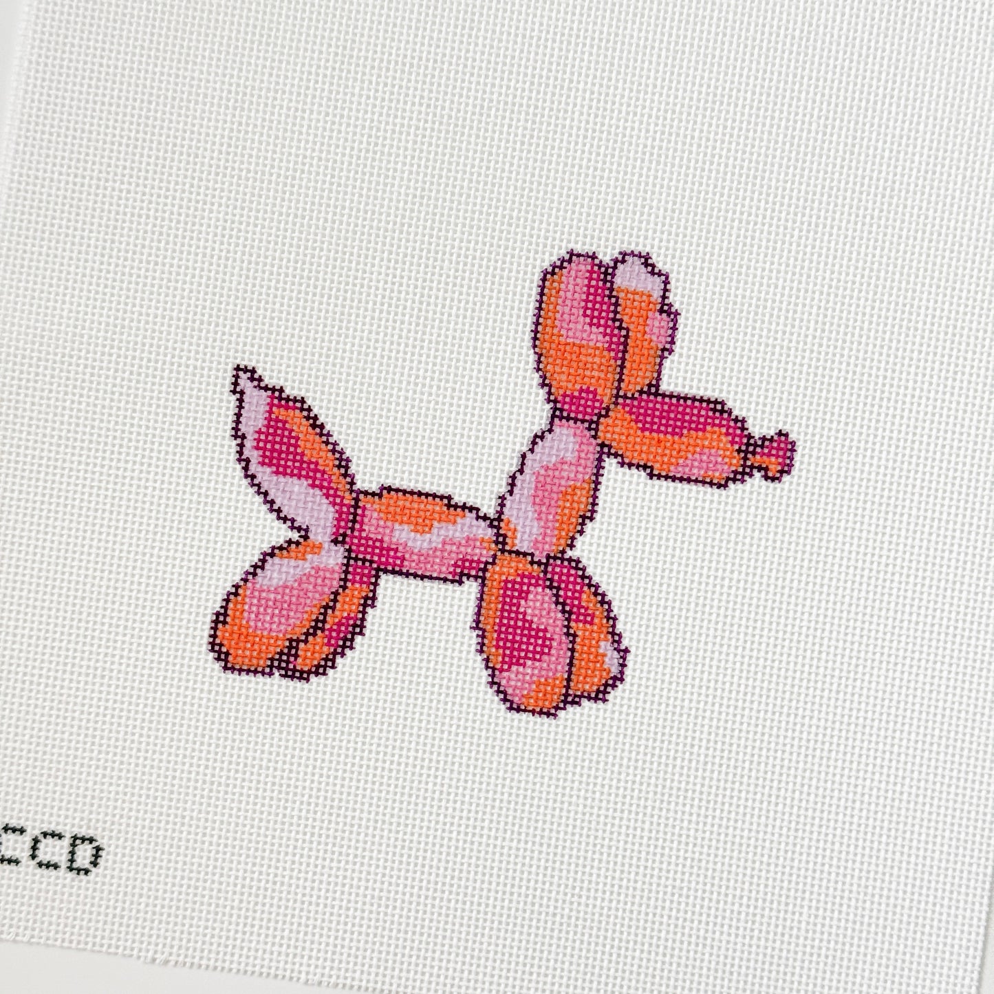 Wholesale Exclusive Groovy Balloon Dog 18 Mesh Hand Painted Needlepoint Canvas 4”x3”