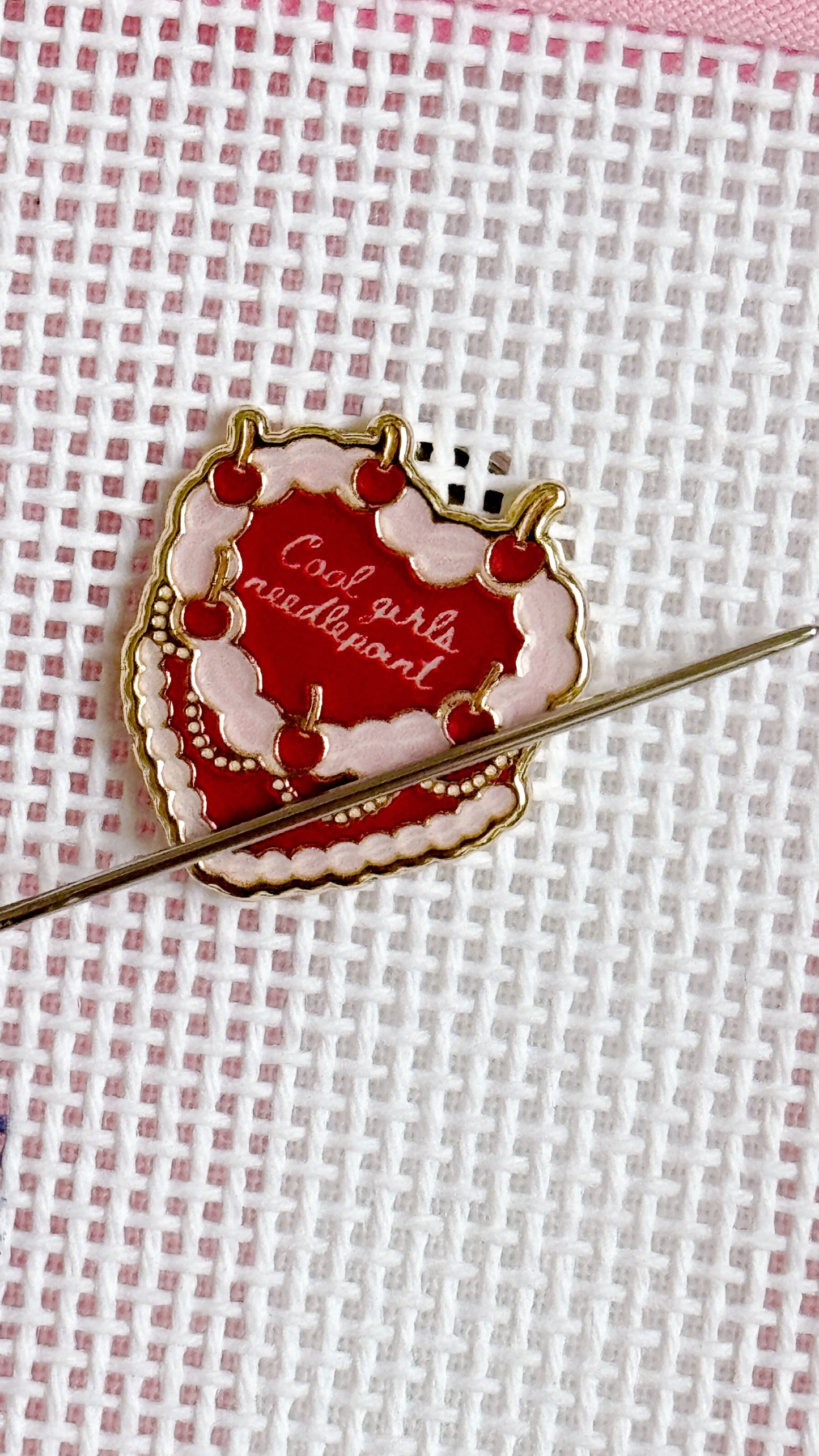 Cool Girls Needlepoint Needle minder, Aesthetic Cake Needle minder, Whimsical Needle minder