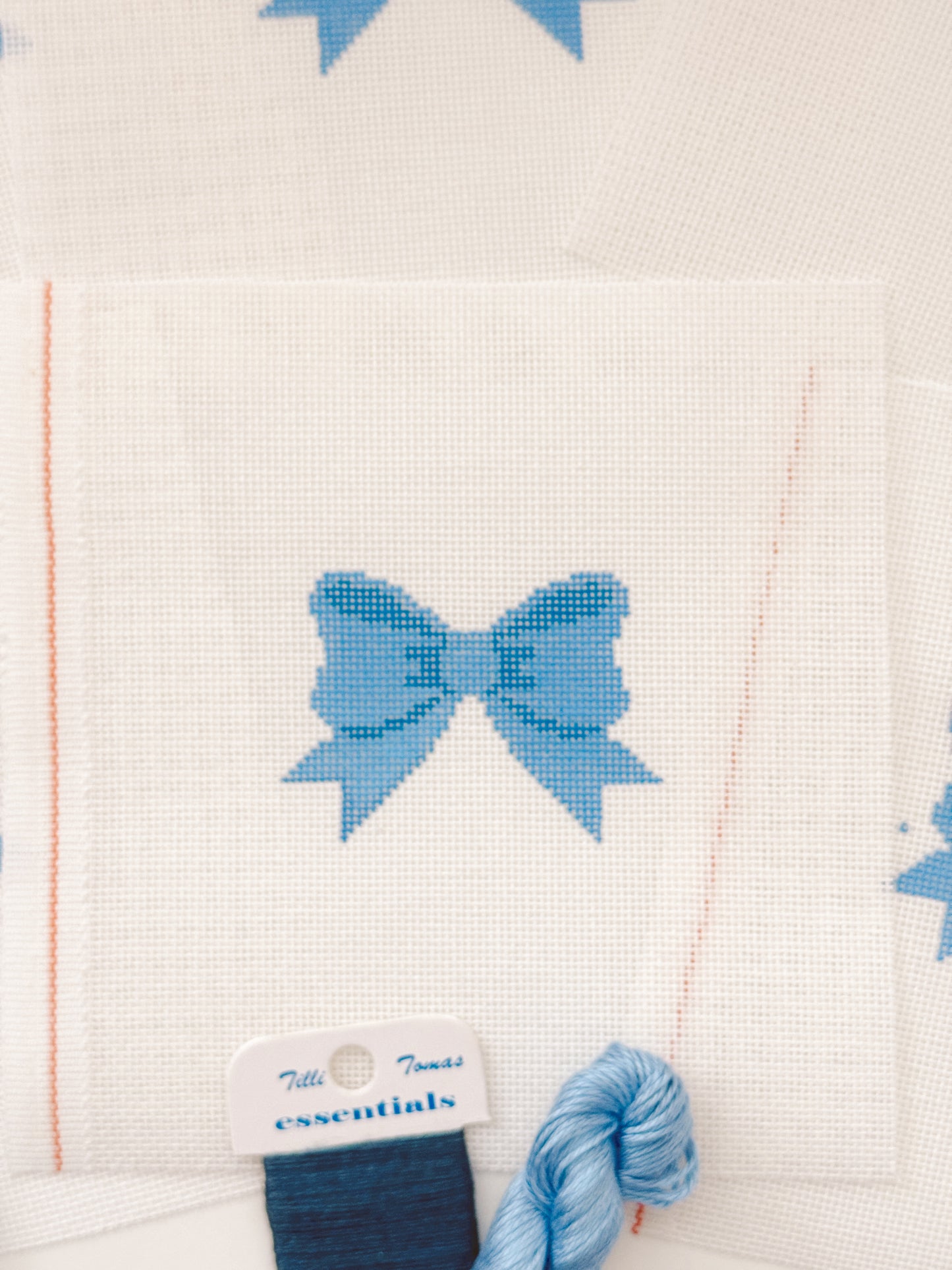 Aesthetic Blue Bow Coquette Needlepoint Canvas, 18 Mesh Bow Beginner Needlepoint Canvas, 2"x3” Bow Canvas